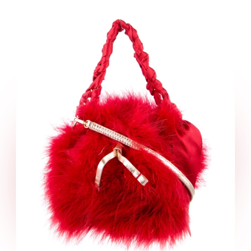 France’s Valentine Satin-trim feather crossbody
